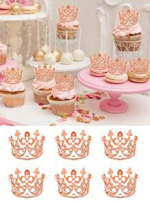 1/6pcs Mini Crown Cake Topper, Mini Crown For Flower Arrangements Bouquets, Small Tiara Crown Birthday Cupcake Topper For Birthday Wedding Party Favors,Christmas