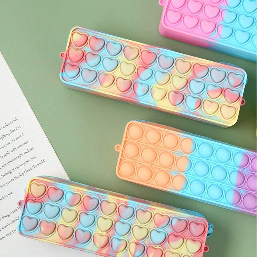 A Ngẫu nhiên Cầu vồng Bong bóng Giảm sức ép Silicone Hộp bút - Nhiều màu - Xem 1