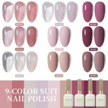 XEIJAYI 9支装15毫升凝胶指甲油套装，流行色凝胶指甲油套装，可卸UV/LED凝胶指甲油，适用于家庭美甲沙龙美甲圣诞节DIY美甲 - 彩色 - 查看 2