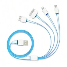 Cable Pulpo 4 en 1 Entrada Galaxy S5 Note 3, Micro USB V8, IPhone Lightning, IPhone 4 30 pines, Multicargador, 1 Metro Color Rosa - Rosa - Ver 3