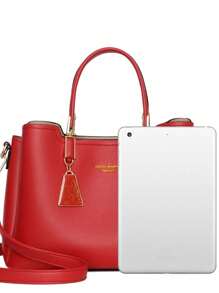 Dedoo 奢华时尚多功能大容量单肩手提包，优雅女士手提包 - 紅色 - 查看 4