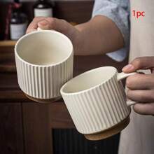 1pc 240ml Beige Ceramic Mug, Simple & High-Grade Coffee Cup, Milk Cup, Water Cup For Home Office Multipurpose Use Back To School Back To School