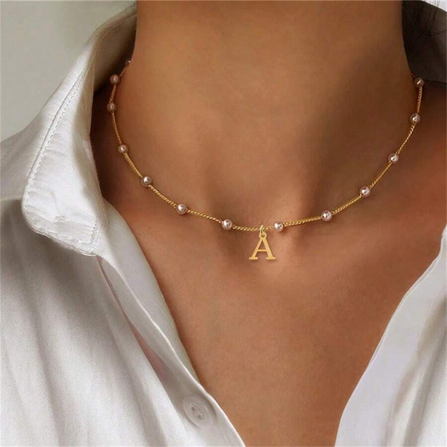 1 Miếng Mới Thời trang Ban đầu Vòng cổ mặt dây chuyền Thanh lịch Ngọc trai Giả Vòng cổ dây  Đối với phụ nữ - Vàng - Xem 1