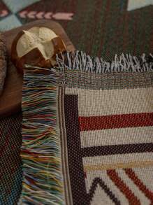 1 Miếng Họa tiết Hình học Khăn trải bàn , Phong cách Bohemian Hình hộp chữ nhật Bàn Vải Với Tính hai mặt Tua trang trí , Thích hợp Đối với Ngoài trời , Phòng khách , Đa chức năng Che phủ Vải , Bọc ghế sofa , Cắm trại Chăn - Nhiều màu - Xem 9