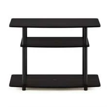 Turn-N-Tube No Tools 3-Tier TV Stand Tall Entertainment Center TV Mount For Bedroom, Living Room, Office, Meeting Room, Espresso/Black - 黑色 - 查看 4