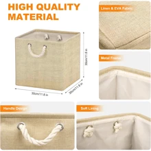 JOESTAR 4 Pack Fabric Storage Basket,33 X 33 X 33cm Storage Boxes Cube,Storage Boxes For Shellves, Cupboards, Closet Halloween Decorations Halloween Costumes Autumn Decor Festival Decor - Beige - View 3