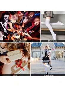 1pair Orange Smooth Opaque Women's Over Knee Socks, Cozy - Orange - View 4