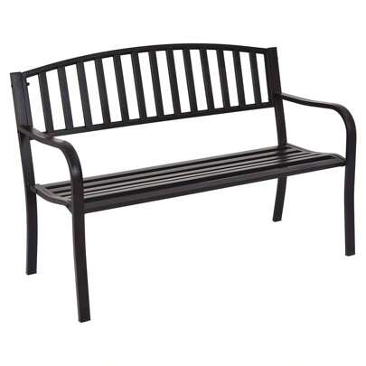 2-Seater Bench, Garden Bench Made Of Steel, Resting Bench With Backrest And Armrest, Stable And Comfortable, For Balcony, Garden, Terrace, Load Capacity Up To 280 Kg, 127 X 60 X 87 Cm, Black