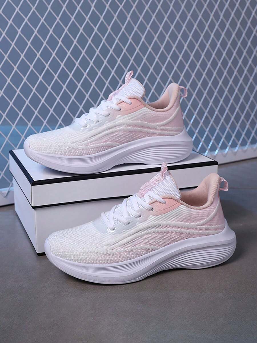 Women's Pink Running Shoes, 2024 New Arrival Lightweight Sports Shoes For Ladies With Shock Absorption - Pink - View 1