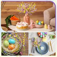 人造复活节喷雾藤蔓，配以柔和的复活节彩蛋和浆果 - 装饰性春季花卉茎 - 复活节彩蛋树枝，用于插花 - 中心花环装饰最佳礼物