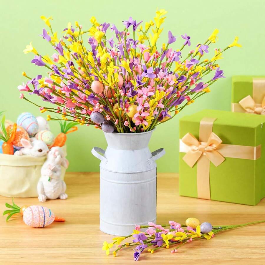 人造复活节喷雾藤蔓，配以柔和的复活节彩蛋和浆果 - 装饰性春季花卉茎 - 复活节彩蛋树枝，用于插花 - 中心花环装饰最佳礼物