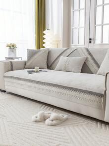 1 Miếng Bốn phổ cập Chenille Dệt Sofa Đệm ngồi , Tối giản Phong cách hiện đại , Thú cưng Thân thiện Chống bụi bẩn Chống trượt Bọc ghế sofa , Mùa Đông Sang trọng Mèo cào Sofa Người bảo vệ Che phủ Thích hợp Đối với Phòng khách Hình chữ L Sectional Ghế sofa Và 1/2/3/4 Chỗ ngồi Ghế sofa ( Riêng biệt ) - Màu be - Xem 4