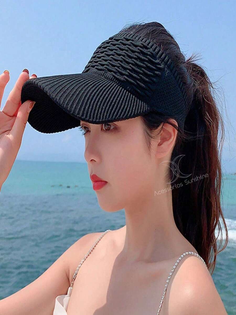 男士夏季防曬棒球帽，休閒風格 - 黑色 - 查看 1