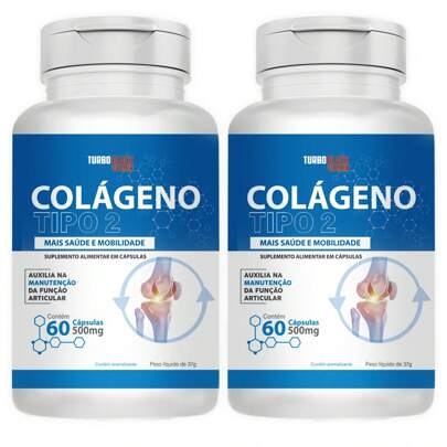 Colágeno Tipo 2 Turbo Black Vitamin 60 Cápsulas 500mg Kit c/ 2 Unidades