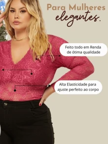 Plus Size Women Tops - 玫紅色 - 查看 5