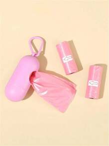 1pc Storage Container + 3 Rolls Random Diaper Bags, 45pcs (30x22cm Per Bag), Easy-To-Carry And Clean - Pink - View 2