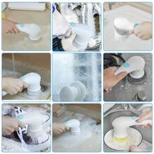 1入全能電動清潔器,附有5個可更換的頭部,usb充電式電動清潔刷,360°清潔刷,可用於清潔瓷磚、地板、窗戶