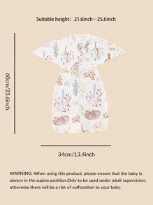 cottgoods 1pc Cartoon Print Baby Anti-Startle Sleeping Bag, Skin-Friendly Soft