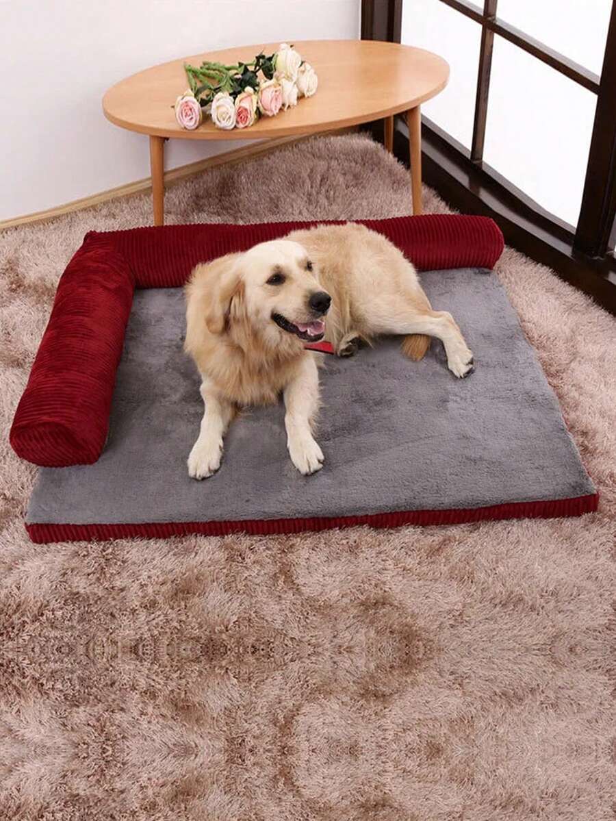 1pc Detachable Corduroy Dog Bed Sofa, Suitable For Small And Medium Dogs And Cats - Multicolor - View 1