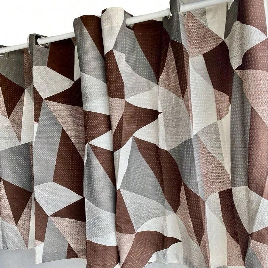 Printed Piquet Curtain 5.00 X 2.50m Large Floral Curtain For Living Room Bedroom Decorative Curtain - 鏽棕色 - 查看 1