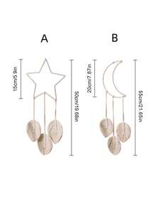 1入組臥室掛牆掛毯,客廳掛牆挂環星月編織掛毯,適用於辦公室家居裝飾 - 米色 - 查看 3