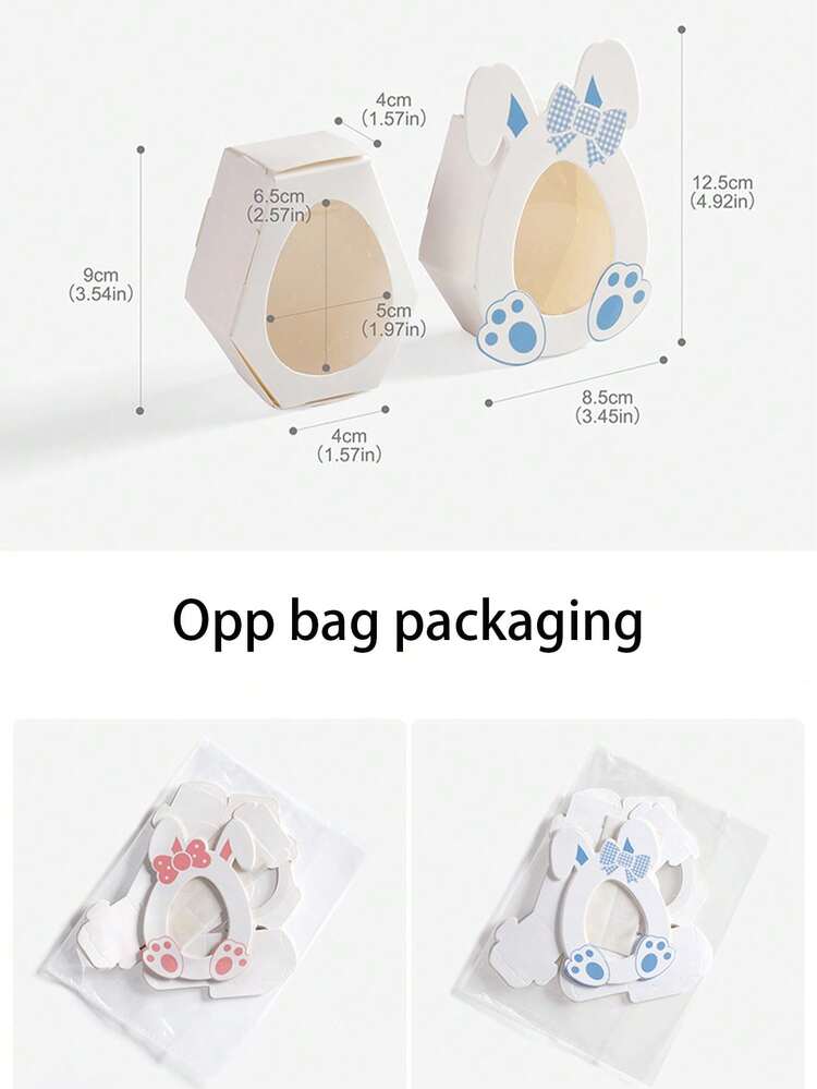 5/10 件復活節兔子耳朵糖果盒,可愛兔子形狀復活節彩蛋糖果盒,兔子派對小禮物盒,小型商業用品,包裝盒,巧克力包裝盒,兔子禮品盒派對禮品,派對用品 - 粉色 - 查看 2