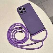 1个纯色液态硅胶TPU斜挎手机壳，带挂绳，兼容/OPPO/三星/华为/小米智能手机，男女通用，国际版，非国内版 - 紫色 - 查看 3