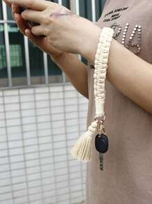 Hand Woven Tassel Keychain Keyrings Lanyard Braided Key Fob Strap Lobster Claw Bohemian Bracelet Gift Wrist Strap Bag Pendant Accessories Key Lanyard