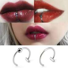2Pcs 18G Fashion 316L Stainless Steel Fake Lip Rings For Women Men,  Nose Ring Fake Septum Nose Ring Clip On Lip Ring Fake Piercing Jewelry Suitable For Daily Gatherings And Dates Wear