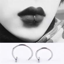 2Pcs 18G Fashion 316L Stainless Steel Fake Lip Rings For Women Men,  Nose Ring Fake Septum Nose Ring Clip On Lip Ring Fake Piercing Jewelry Suitable For Daily Gatherings And Dates Wear