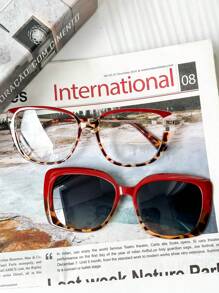 女性時尚眼鏡休閒款,適合日常佩戴 - 紅色 - 查看 2