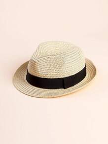 1 Mũ chống nắng bằng rơm trơn cho trẻ em và trẻ nhỏ Unisex, Mũ thường ngày hàng ngày cho mùa Xuân Hạ Thu - Màu be - Xem 2