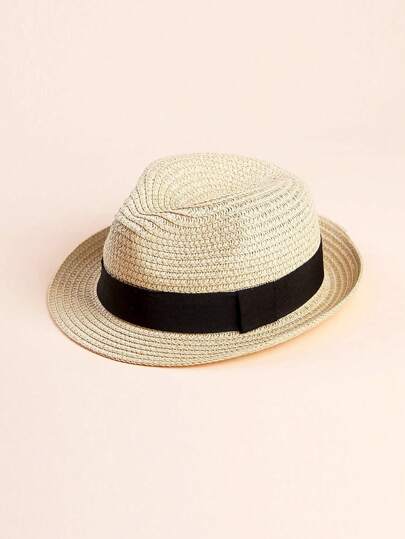 قبعة شمس من القش السادة للأطفال والرضع 1قطعة، قبعة كاجوال يومية للربيع والصيف والخريف