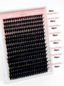 Lash Cluster Faux Mink Fluffy Eyelash Clusters Thick Wispy Lash Extensions 320PCS Individual Lashes DIY Eyelash Extension D Curl Cluster Lashes Pack (80D; 9-16MM) - Black - View 4