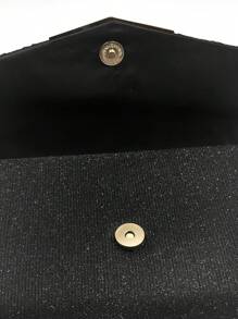 SIIZA Women's Clutch Wallet With Rhinestones, Metallic Luster V-Shaped Edge, Black