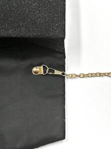 SIIZA Women's Clutch Wallet With Rhinestones, Metallic Luster V-Shaped Edge, Black