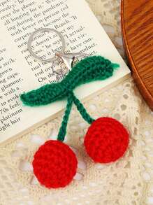 1 pieza Lindo llavero de frutas de ganchillo para mujeres, llavero de cerezas, fresa y aguacate trenzado, accesorios para bolso (Nota: el color del broche de metal puede variar entre dorado y plateado). Útiles escolares de ganchillo, regalos para maestros, accesorios para vuelta al colegio. - Multicolor - Ver 14