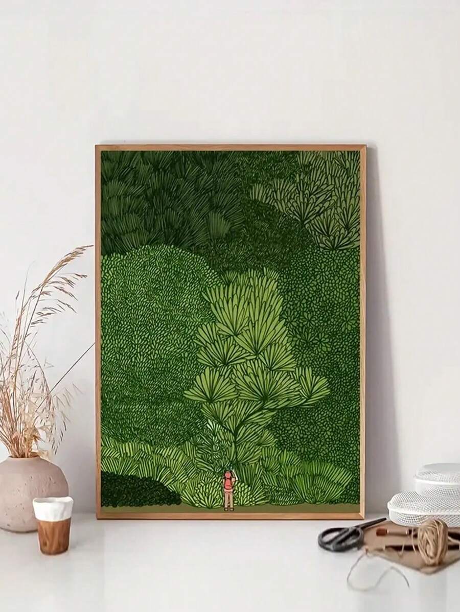 1 Máy Tính Tranh In Canvas Poster, Rừng Xanh Rừng Khám Phá Treo Tường Hình Ảnh, Nghệ Thuật Phòng Khách Hiện Đại Trang Trí Phòng Thu Nhà, Unframed - màu xanh lá - Xem 1