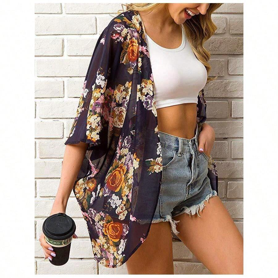 Haute Edition Women's Lightweight Summer Kimono Cover Up Cardigans - Brown - View 1