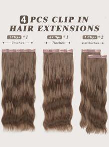 Clip In Hair Extensions, 20 In Long Wavy Synthetic Fiber Hair Extensions Clip Ins Thick Soft Synthetic Clip In Hairpieces For Women Girls Daily Use Party(Dark Brown)