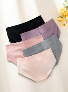 5 Pièces Culottes Hipster En Pour Femmes À Large Taille, Douces, Confortables, Respirantes, Absorbantes De La Transpiration Et Adaptées Aux Triangles