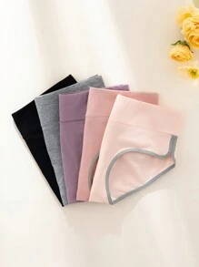 5 Pièces Culottes Hipster En Pour Femmes À Large Taille, Douces, Confortables, Respirantes, Absorbantes De La Transpiration Et Adaptées Aux Triangles