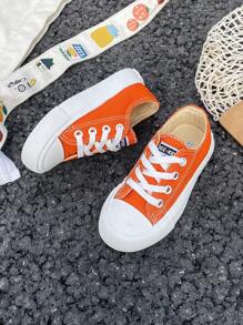 OPOEE Children Canvas Shoes, Spring/ Autumn, Korean Style, Simple, Boys & Girls, Fashionable, Low-Cut, Casual, Athletic, Classic, Versatile, Skateboard Shoes For Kids - Orange - View 3