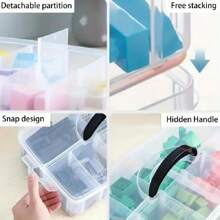 1pc 3-Tier 18-Grid Plastic Transparent Storage Box, Adjustable Stackable Compartment Slot Storage Box, Snap-Lock Clear Container Box For Sorting Storage Toy Jewelry Accessory Sundry - Clear - View 7