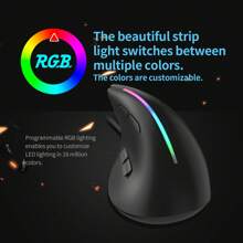 Ratón De Juego Con Cable Jomaa Rgb Ratón Vertical Ergonómico 9 Botones Programables 12800 Dpi Para Computadora Portátil De Jugador - Negro - Ver 4