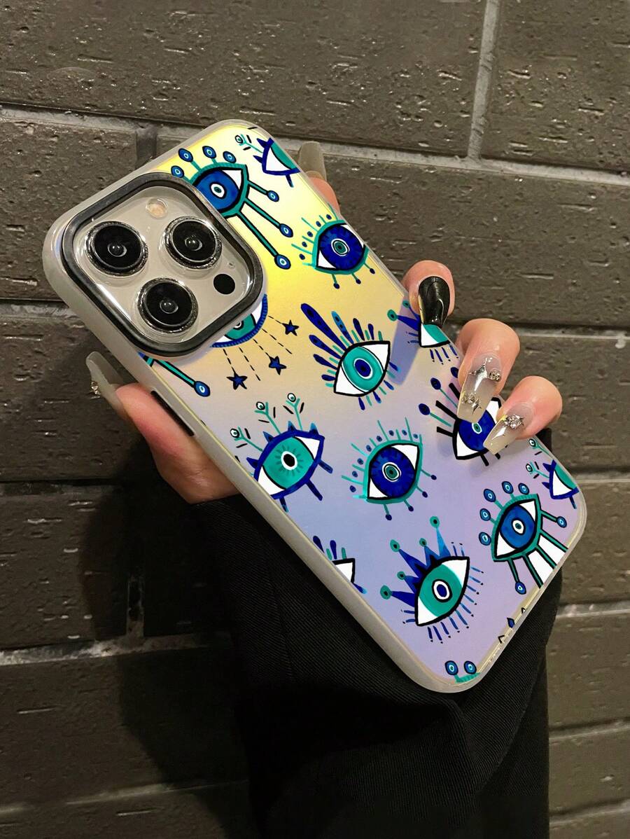 1 Miếng Cao-kết thúc Laser Màu sắc thay đổi dần Mẫu mắt Chống giọt bắn Ốp lưng & bao da điện thoại , Thích hợp Đối với iphone11 , iphone13 , iPhone14 , Và Khác iPhone người mẫu - Nhiều màu - Xem 1