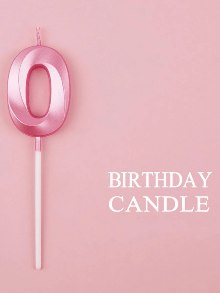 1pc Pink Number Candle 0-9 For Birthday Cake Decoration - Pink - View 1