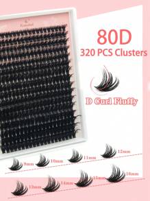 Lash Cluster Faux Mink Fluffy Eyelash Clusters Thick Wispy Lash Extensions 320PCS Individual Lashes DIY Eyelash Extension D Curl Cluster Lashes Pack (80D; 9-16MM) - Black - View 3