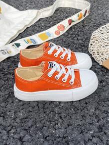 OPOEE Children Canvas Shoes, Spring/ Autumn, Korean Style, Simple, Boys & Girls, Fashionable, Low-Cut, Casual, Athletic, Classic, Versatile, Skateboard Shoes For Kids - Orange - View 2