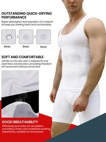 Áo định hình dáng người kiểu bạn trai không tay dành cho nam - Áo nịt ngực thoáng khí, áo nén định hình bụng kiểu bạn trai dành cho nam, thích hợp cho các hoạt động thể thao, quần áo tập gym, áo thun cơ bản kiểu bạn trai màu trắng mùa hè - trắng - Xem 6